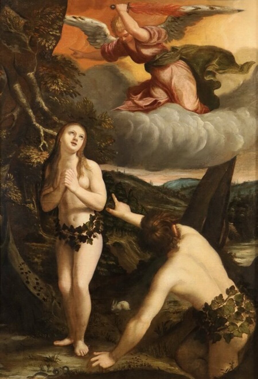 Adam Eve Bloemaert Paint 17th Century Oil on canvas Old master Flemish school Religious