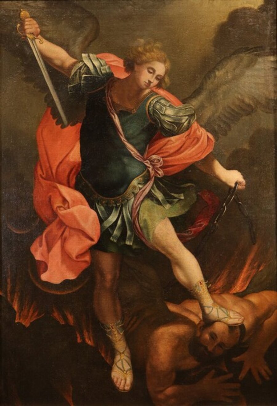 Saint Michael Archangel Reni Paint 17th Century Oil on canvas Old master Emilian school Religious