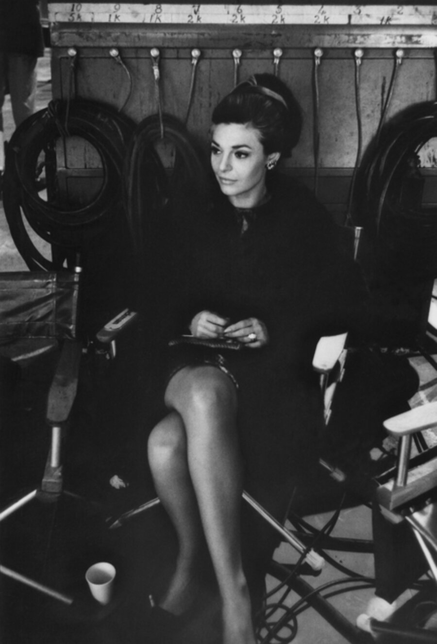 Anne Bancroft watches from the shadows on the set of "The Graduate"