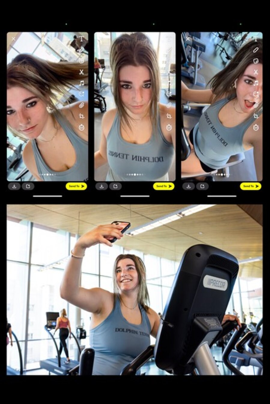 Workout Selfie - Sydney, 18, takes selfies at the campus gym, University of Arizona