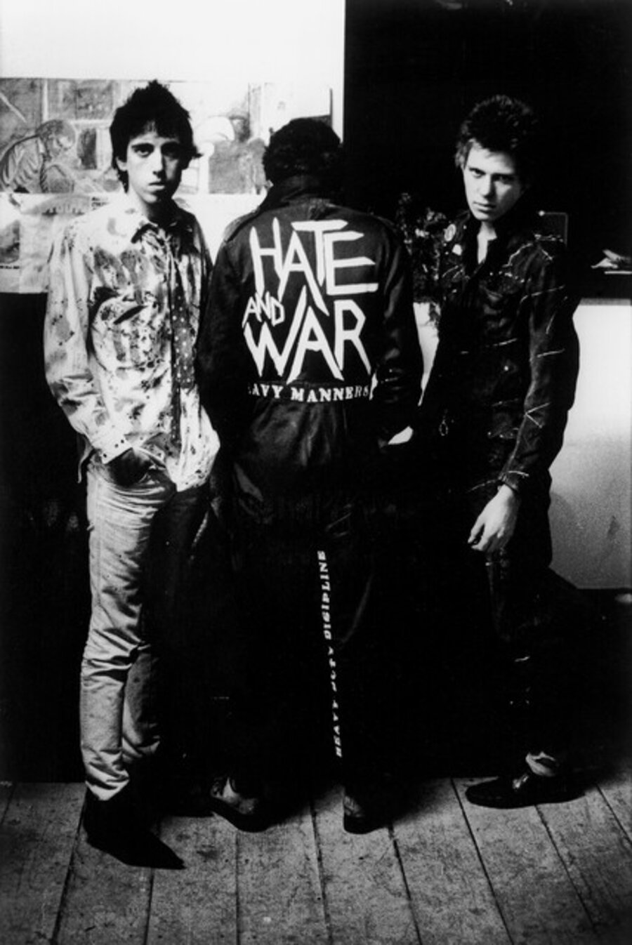 The Clash. Mick Jones (guitar), Joe Strummer (lead vocals/guitar), Paul Simonon (bass), Rehearsal Rehearsals studio, Camden Town, London. November
