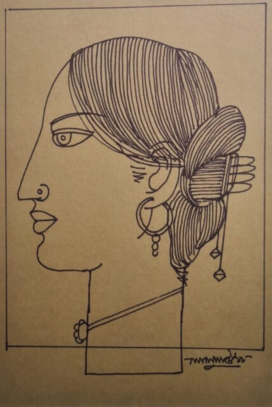 Biwi ( Head ), Ink on Paper Board