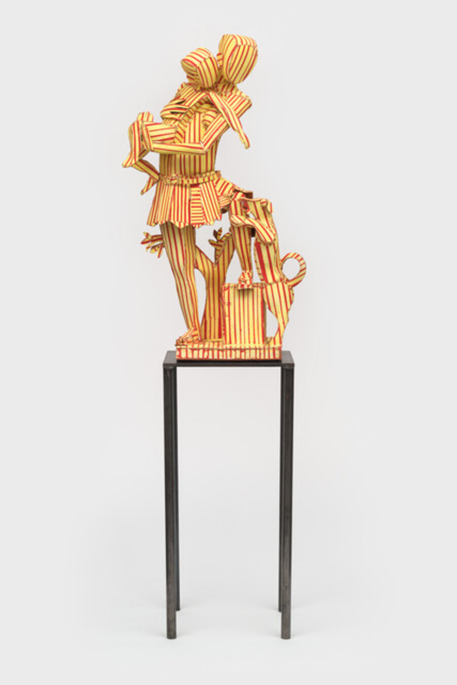 Yellow and Red Striped Madonna with Dog and Tree Stump