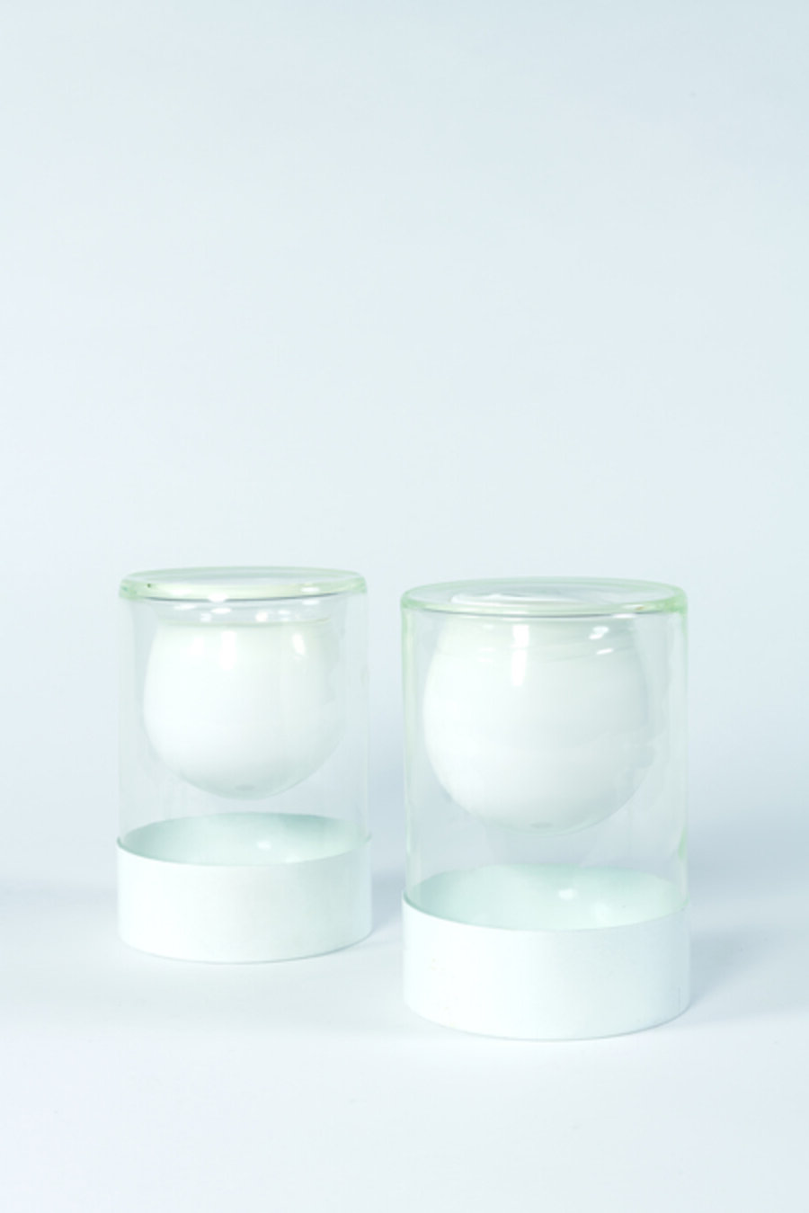 Set of two Murano vases in glass and chromed metal