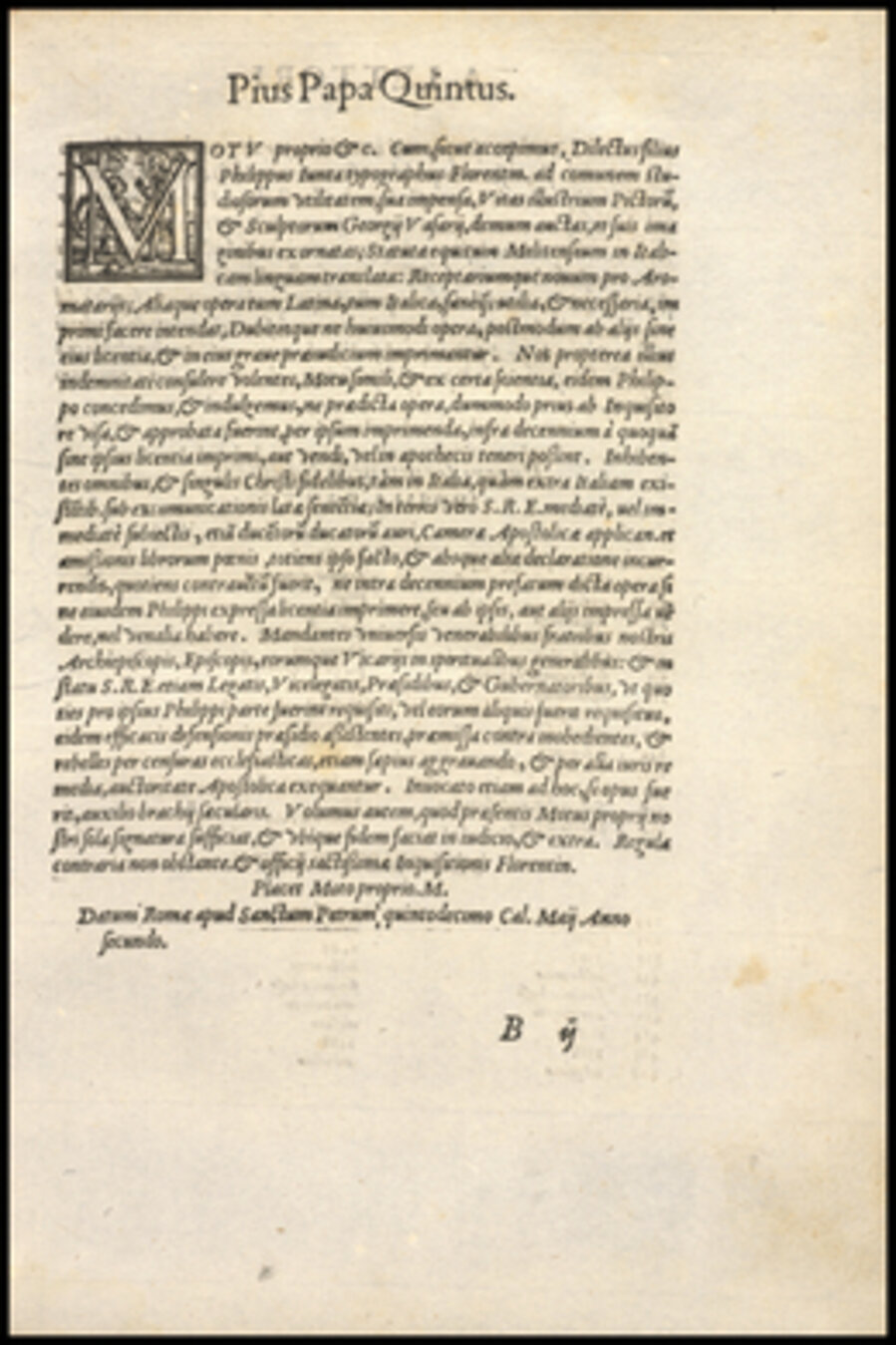 Page titled Pius Papa Quintus