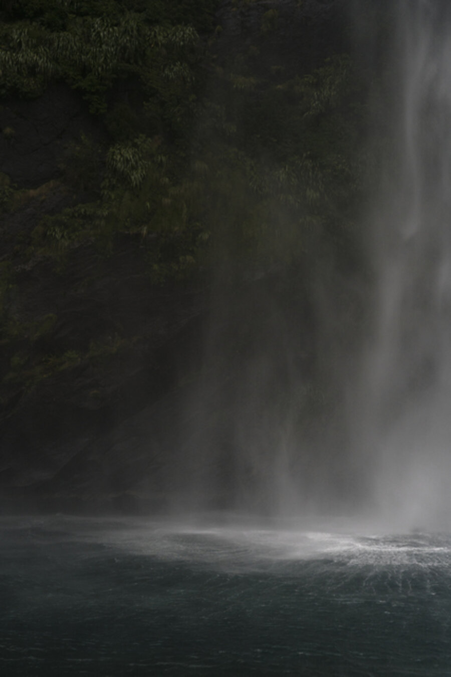 Base of a Rain Cascade, Milford Sound, New Zealand, Autumn