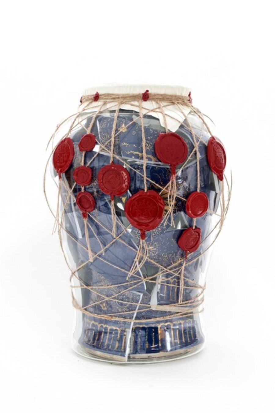 Blue ground memory vessel with wax seals