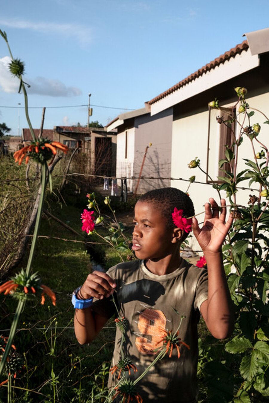 Yonelisa Samela in his grandmother’s garden during South Africa’s first lockdown,