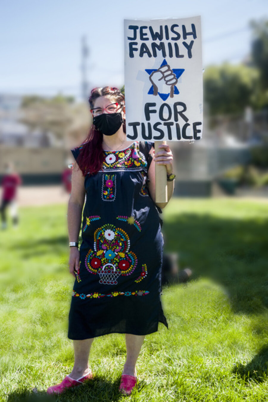Jewish mother participating in “BLACK LIVES MATTER” march through the San Francisco Castro district, July 4, 2020