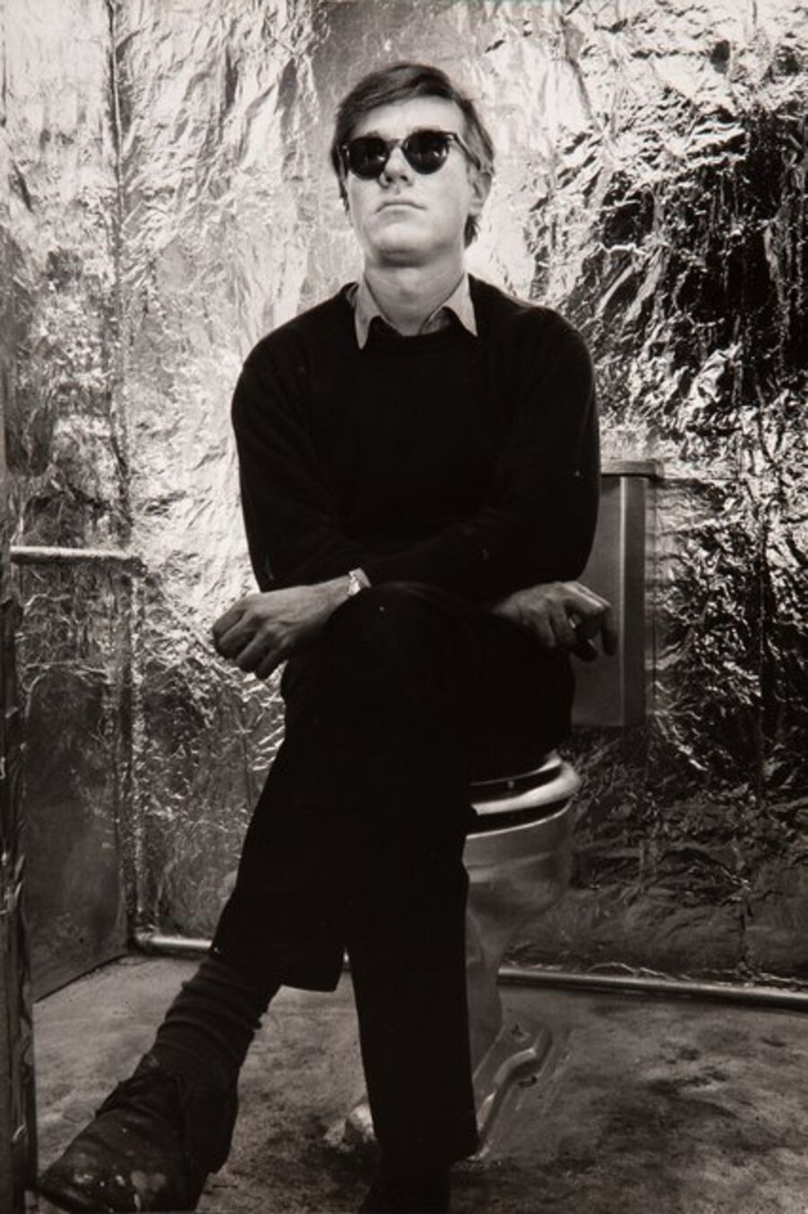 Andy Warhol Sitting on the Throne in the Silver Factory