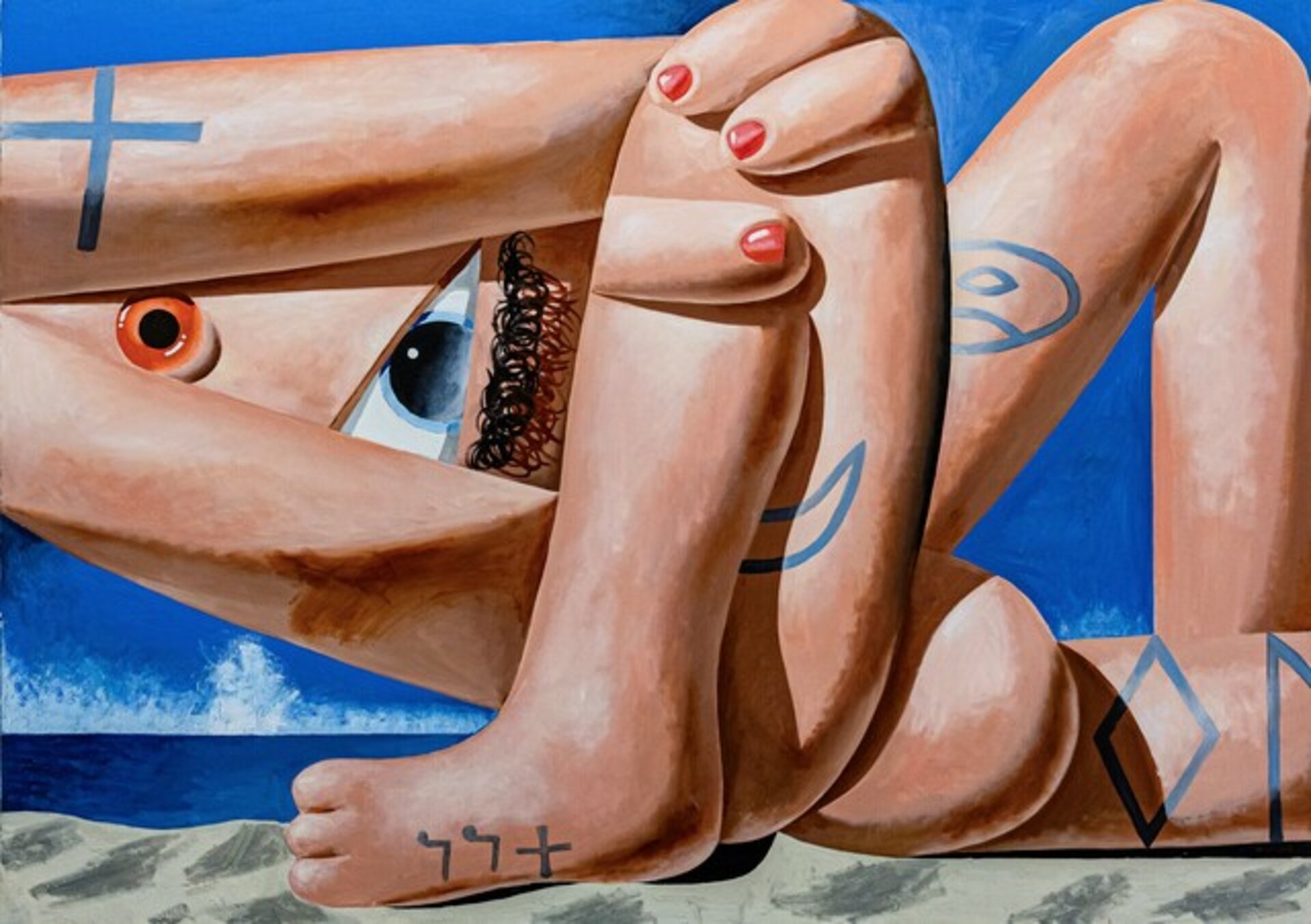 Large Tattooed Bather