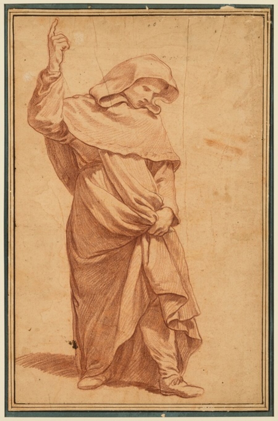 Drapery Study: Standing hooded monk pointing