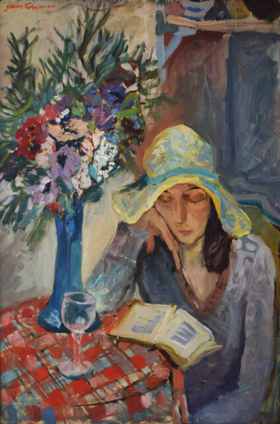 Woman in an Interior Reading a Book