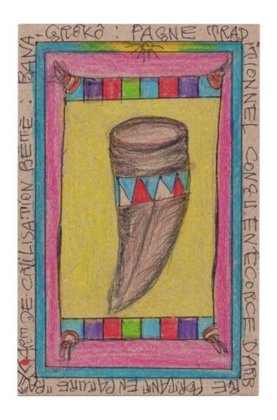 Natte bété conçu en ecorce d' arbre & Art de civilisation bête : bana - groko : pagne traditionnel
