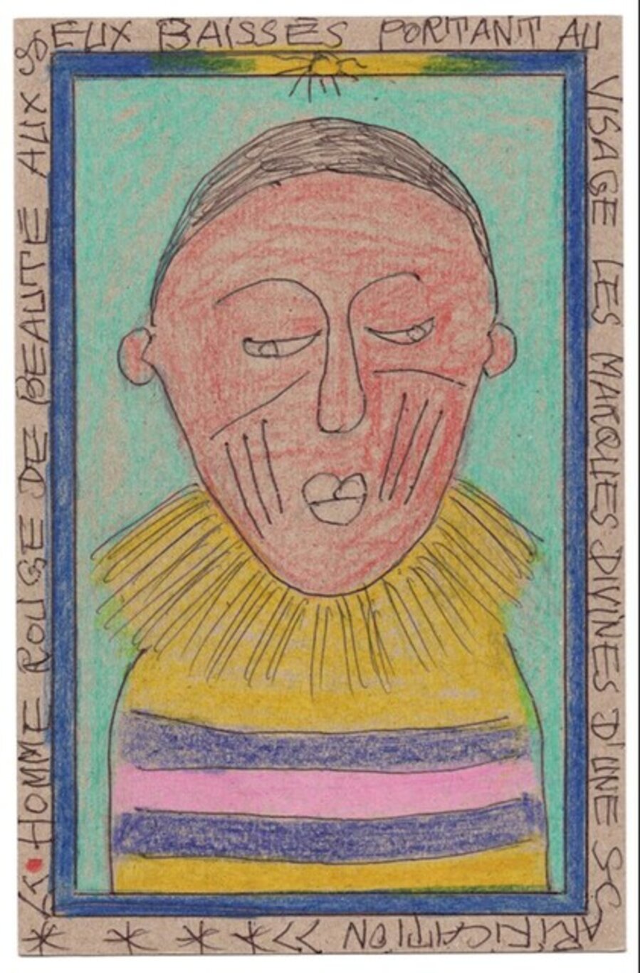 Homme rouge de beauté aux yeux baisses