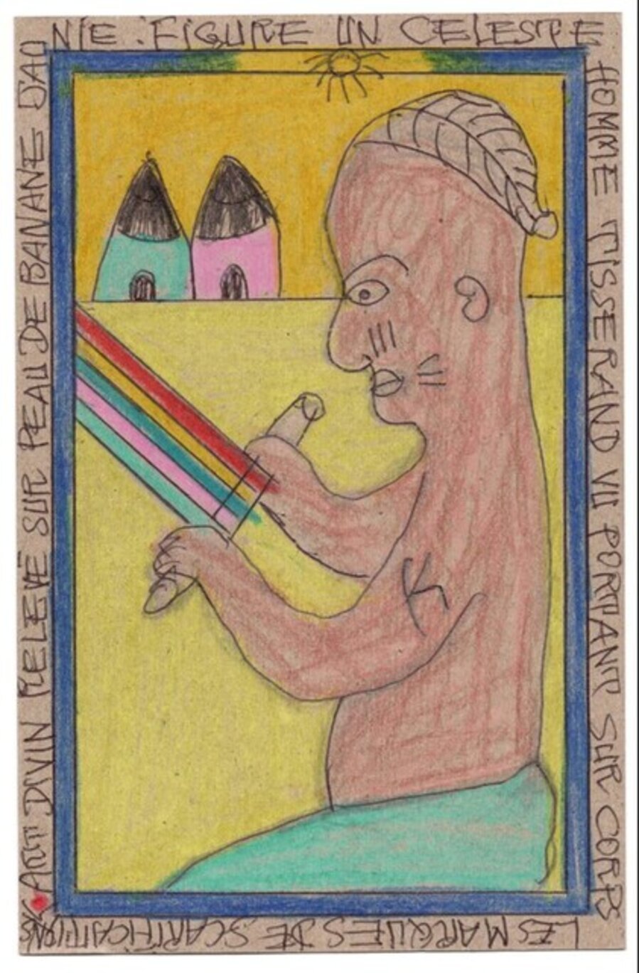 Art divin relevé sur peau de banane jaune