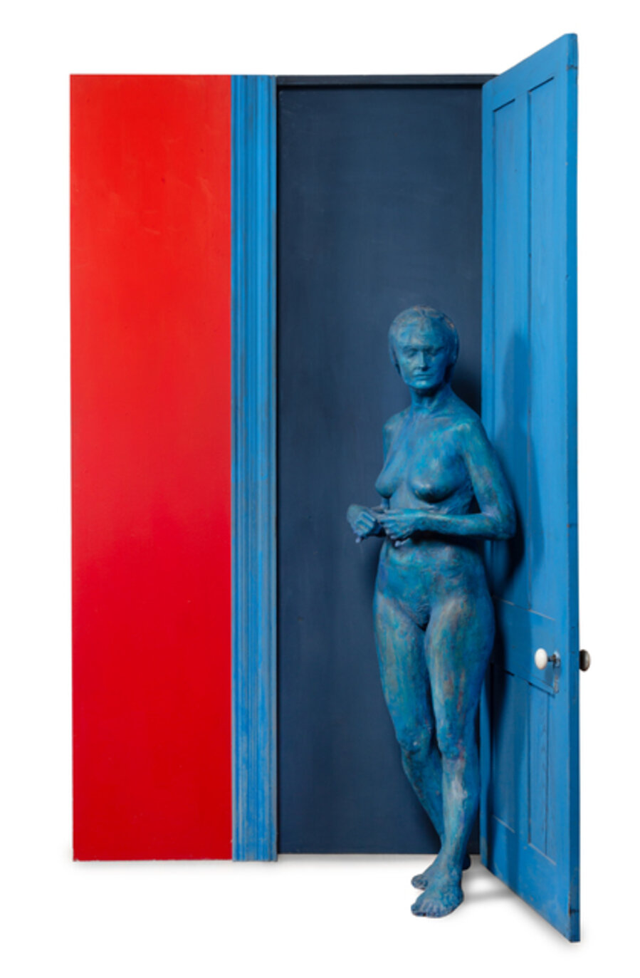 Blue Girl Behind Blue Door