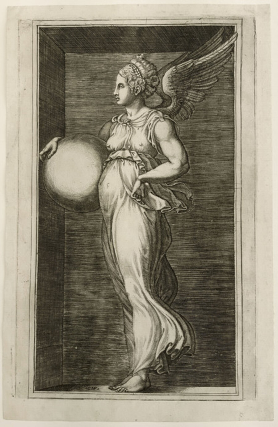 Allegorical Figure Holding a Sphere, after Giulio Romano