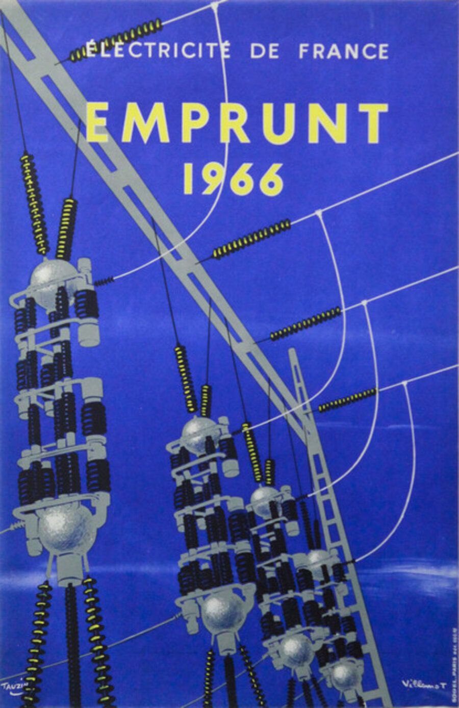 1966 Original French Poster, Emprunt Electricité de France (Villemot) - Large