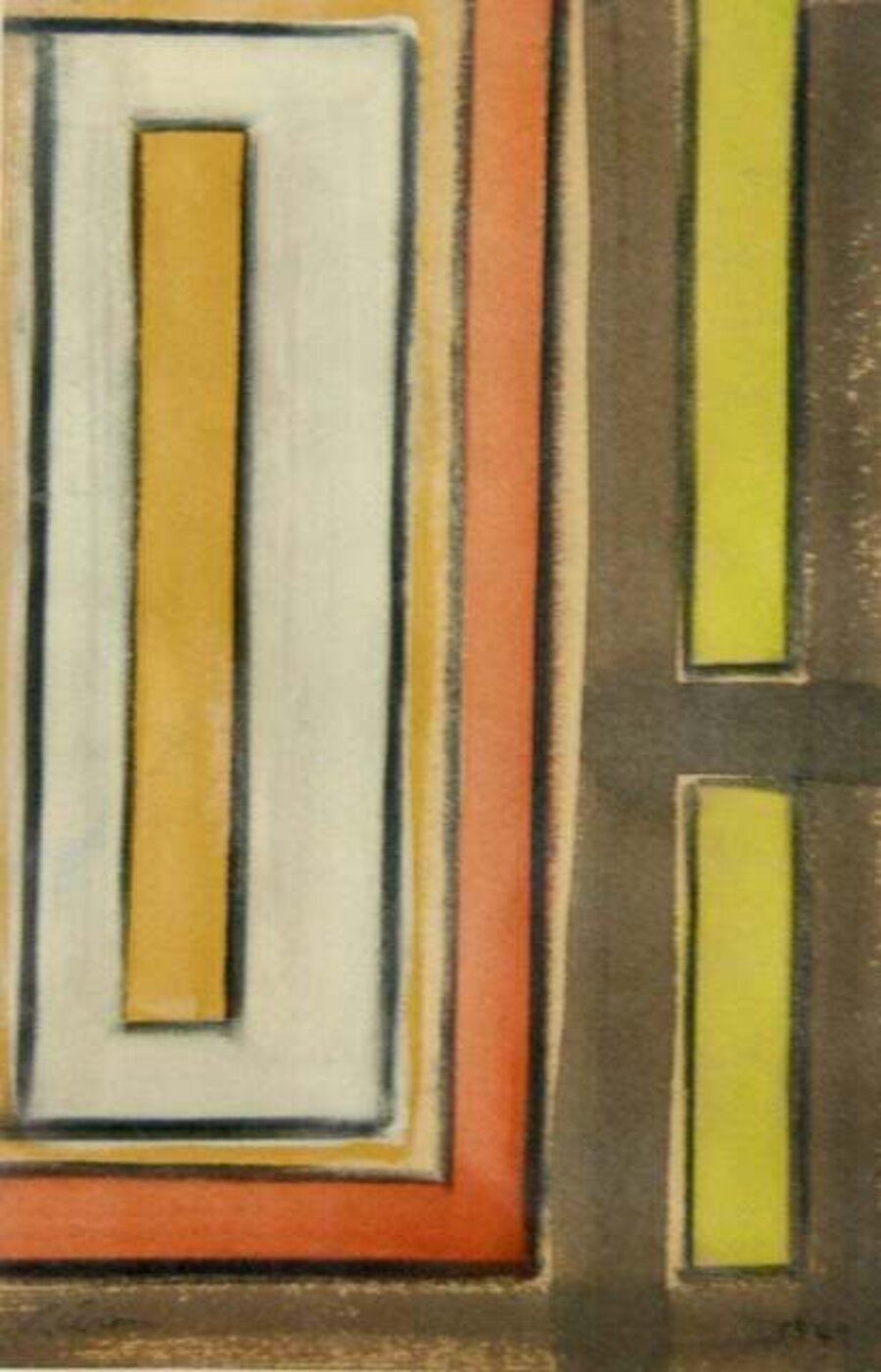 Abstract Work on Paper Mid-Century Modernism Greek American Gouache Drawing