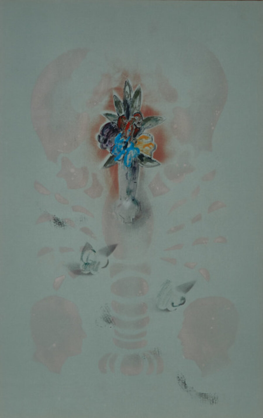 Vase Of Flowers With Lobster And Silhouette