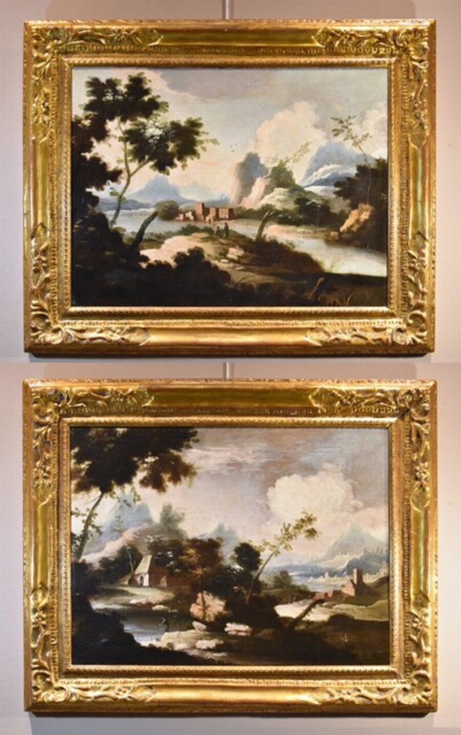 Landscapes Couple Ricci Paint 18th Century Oil on canvas Old master Venetian school