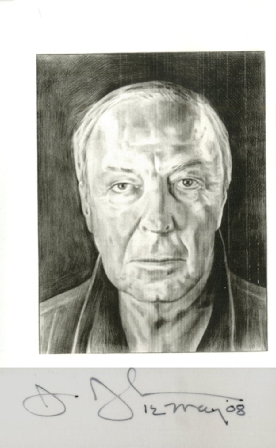 Portrait of Jasper Johns by Phong Bui (hand signed and dated by Jasper Johns)