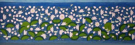 Yugal Kishore Sharma, ‘Lotus Pond, Wash on Cloth by Contemporary Artist "In Stock"’, 2010-2019