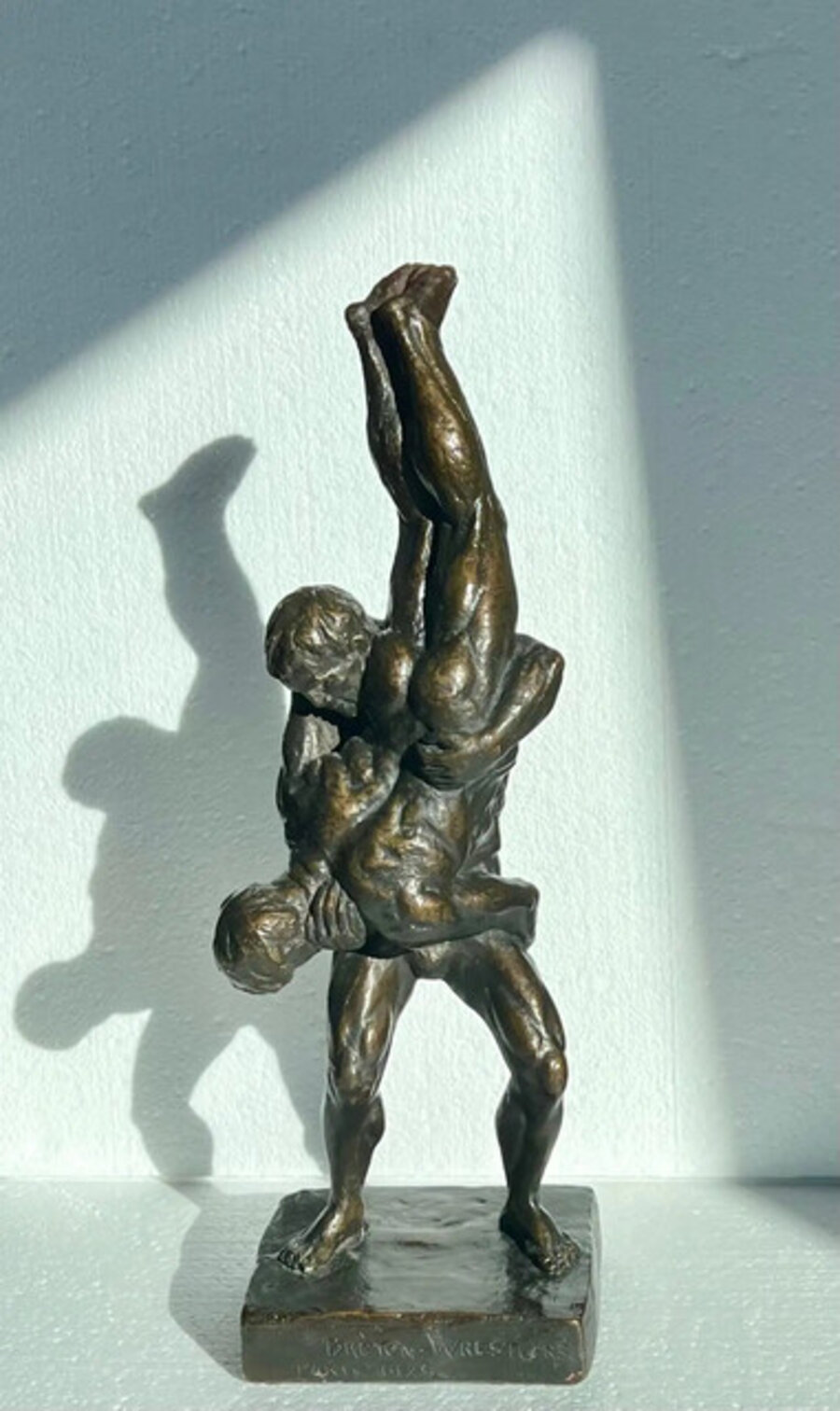 "Breton Wrestlers" Plaster Figurative Modern Male Sculpture Female Artist Gay LGBT 1929