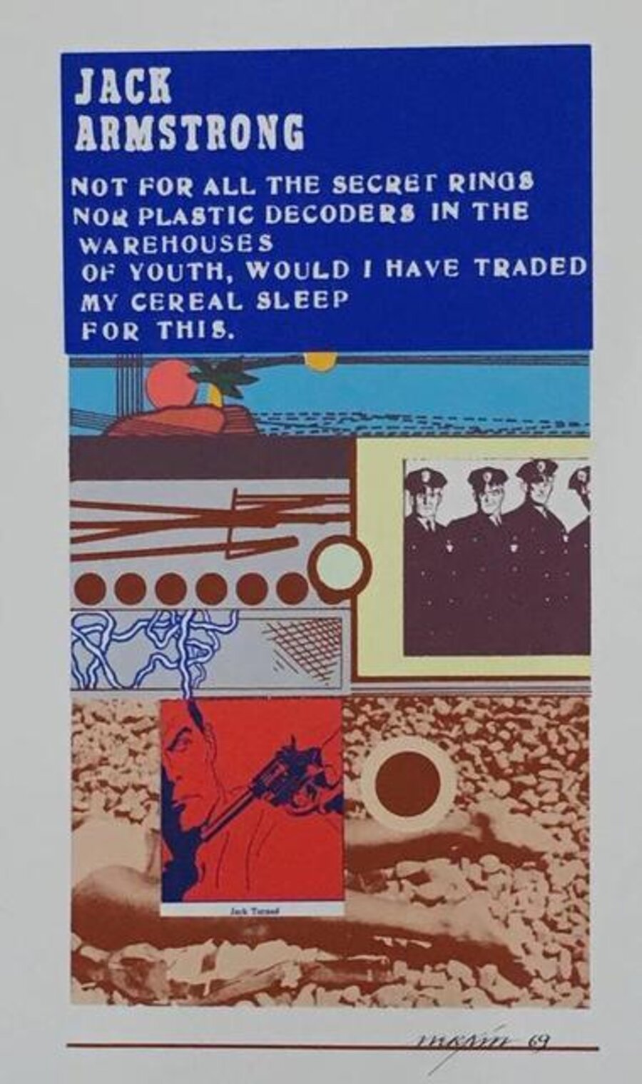 Epitaph/Tombstone jack Armstrong Pop Art 1969 Color Screenprint Richard Merkin