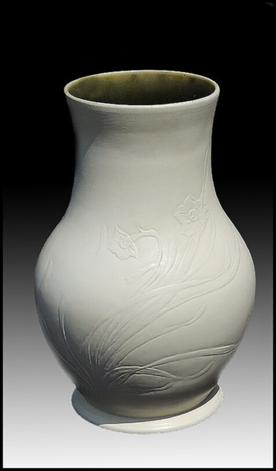 Tiffany Floral Bisque Pottery Vase