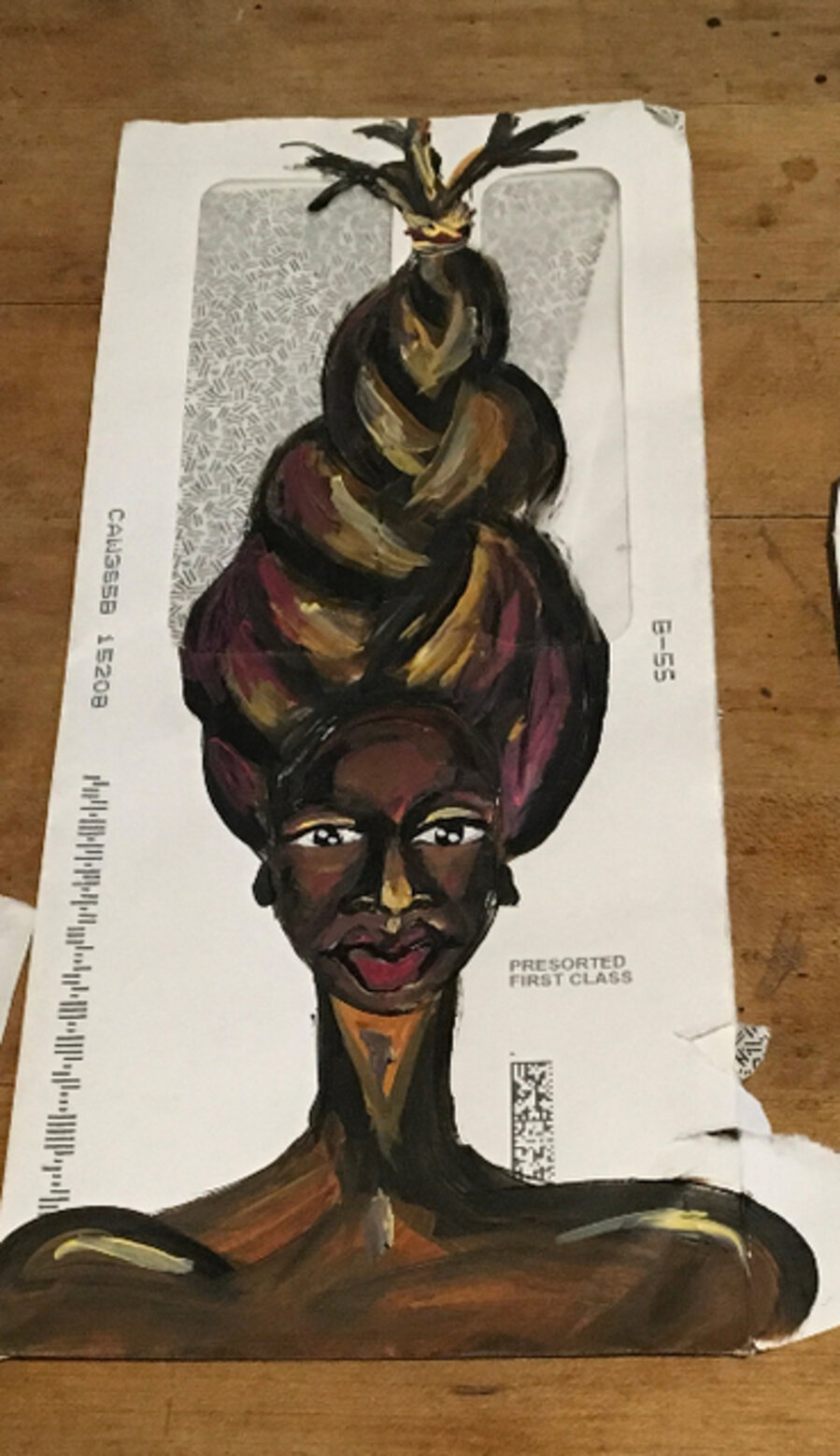 envelope painting #74: everywhere i look i see g-d & she is in my eyes