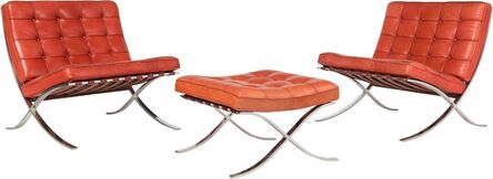 Ludwig Mies van der Rohe, ‘Pair of Barcelona Chairs and an Ottoman’