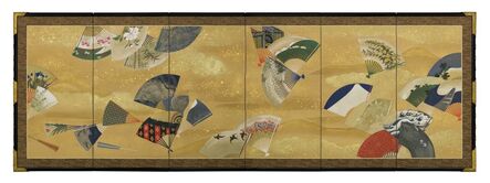 Unknown, ‘Six-panel Screen, Scattered Fans (T-4183)’, Meiji era (1868, 1912), 19th century