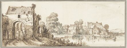 Jan van de Velde II, ‘A Village on a Broad River’, 1616