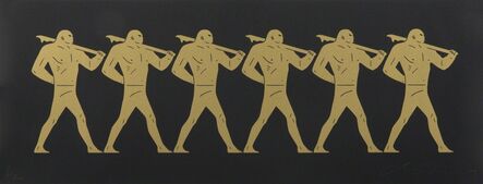 Cleon Peterson, ‘The Marchers (gold on black)’, 2015