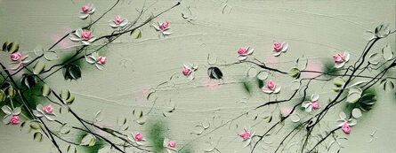 Anastassia Skopp, ‘"Sweet Vibes I" light green painting with roses’, 2024