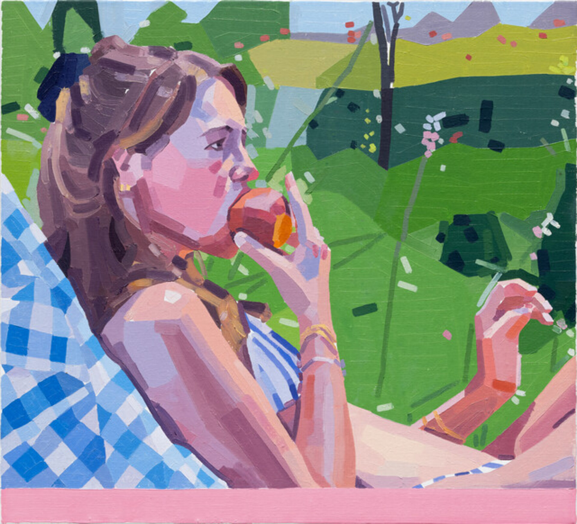 Woman with Peach in the Sun