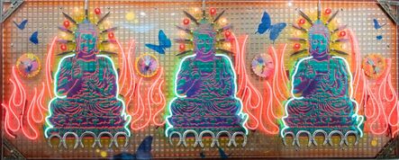 RISK, ‘Peaceful Buddha with Throwing Knives' Neon’, 2019