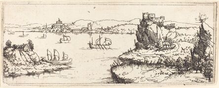 Augustin Hirschvogel, ‘Landscape with Sail Boats’, 1546
