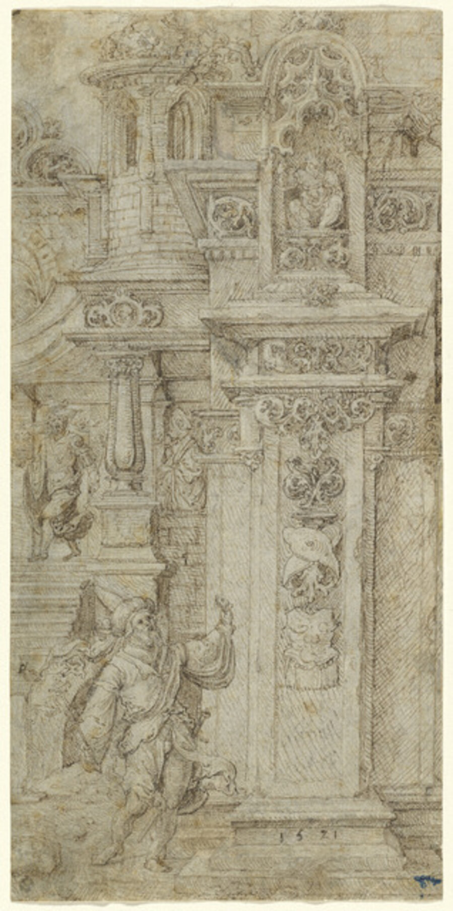 Two Kings and a Woman Leaving an Elaborate Palace