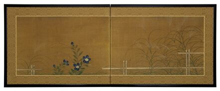 Kano School, ‘Fall Grasses and Flowers by Bamboo Fence (T-4013)’, 19th Century