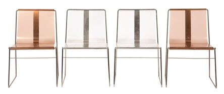 Jacques Charpentier, ‘Four Jacques Charpentier Plexiglass and Steel Filglass Dining Chairs’, Circa 1970