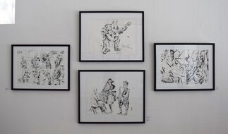 When the Music Starts: Jazz Drawings by Jonathan Glass, installation view