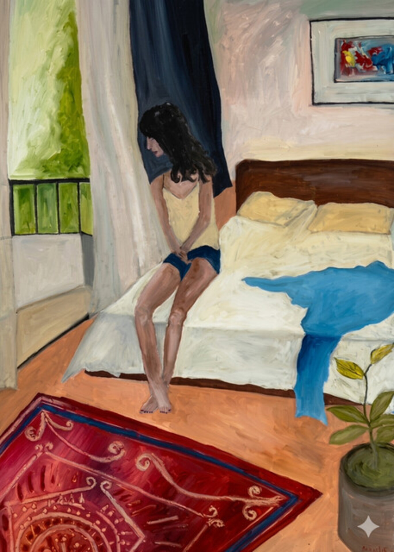 A lady with her balcony open