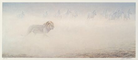 Robert Bateman, ‘Lion and Zebras’