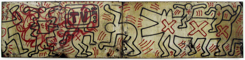 Keith Haring, ‘Untitled (FDR NY) #3 & #4’, 1984, Painting, Spray enamel paint on metal (2 pieces), ARCHEUS/POST-MODERN