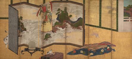 ‘Whose Sleeves? (tagasode) Painting with "Waves of Matsushima" Screen’, 18th century