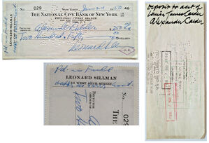 "Check", 1950, Check from Leonard Sillman (producer) to Alexander Calder for $250