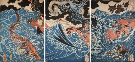 Utagawa Kuniyoshi, ‘Tametomo Encounters the Storm at Minamata in Higo Province’, ca. 1836